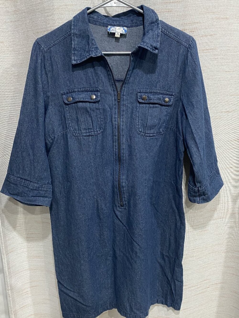 J. Gee Denim Zipped Dress Blue Medium Womens (295)
